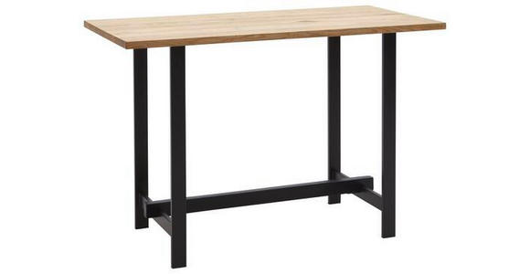 BARTISCH Eiche massiv rechteckig Schwarz, Eichefarben  - Eichefarben/Schwarz, Design, Holz/Metall (140/70/110cm) - Valnatura