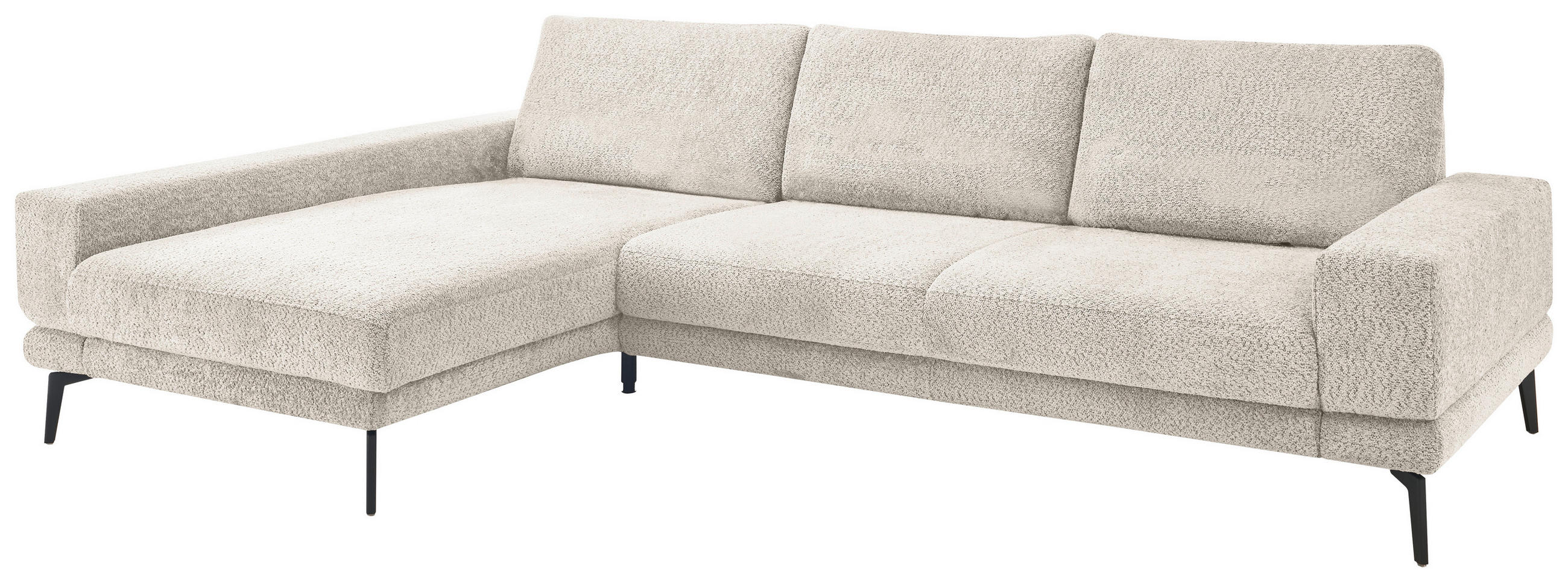 ECKSOFA Sandfarben Chenille  - Sandfarben/Schwarz, KONVENTIONELL, Textil/Metall (184/294cm) - SetOne by Musterring