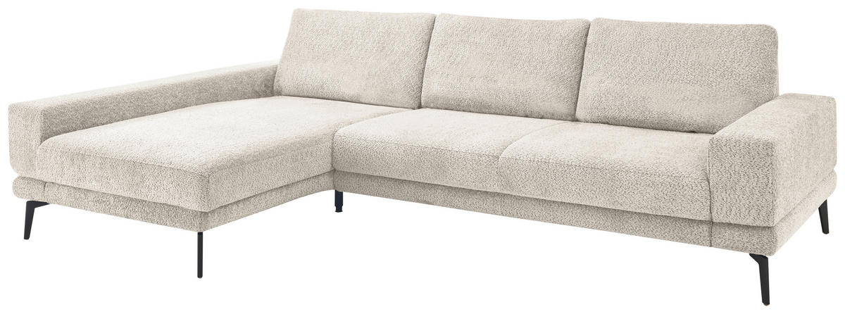 ECKSOFA Sandfarben Chenille  - Sandfarben/Schwarz, KONVENTIONELL, Textil/Metall (184/294cm) - SetOne by Musterring