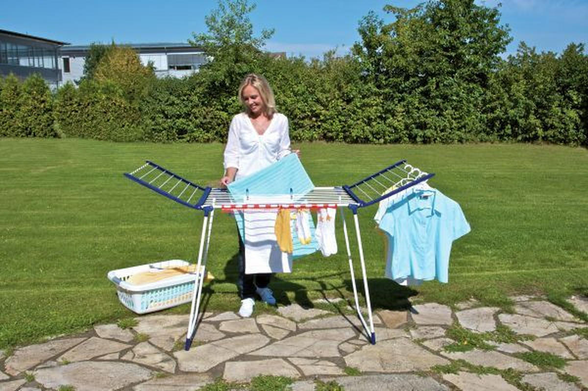 STANDTROCKNER PEGASUS 150 SOLID SLIM 157/55/87 cm  - Blau/Weiß, Basics, Kunststoff/Metall (157/55/87cm) - Leifheit