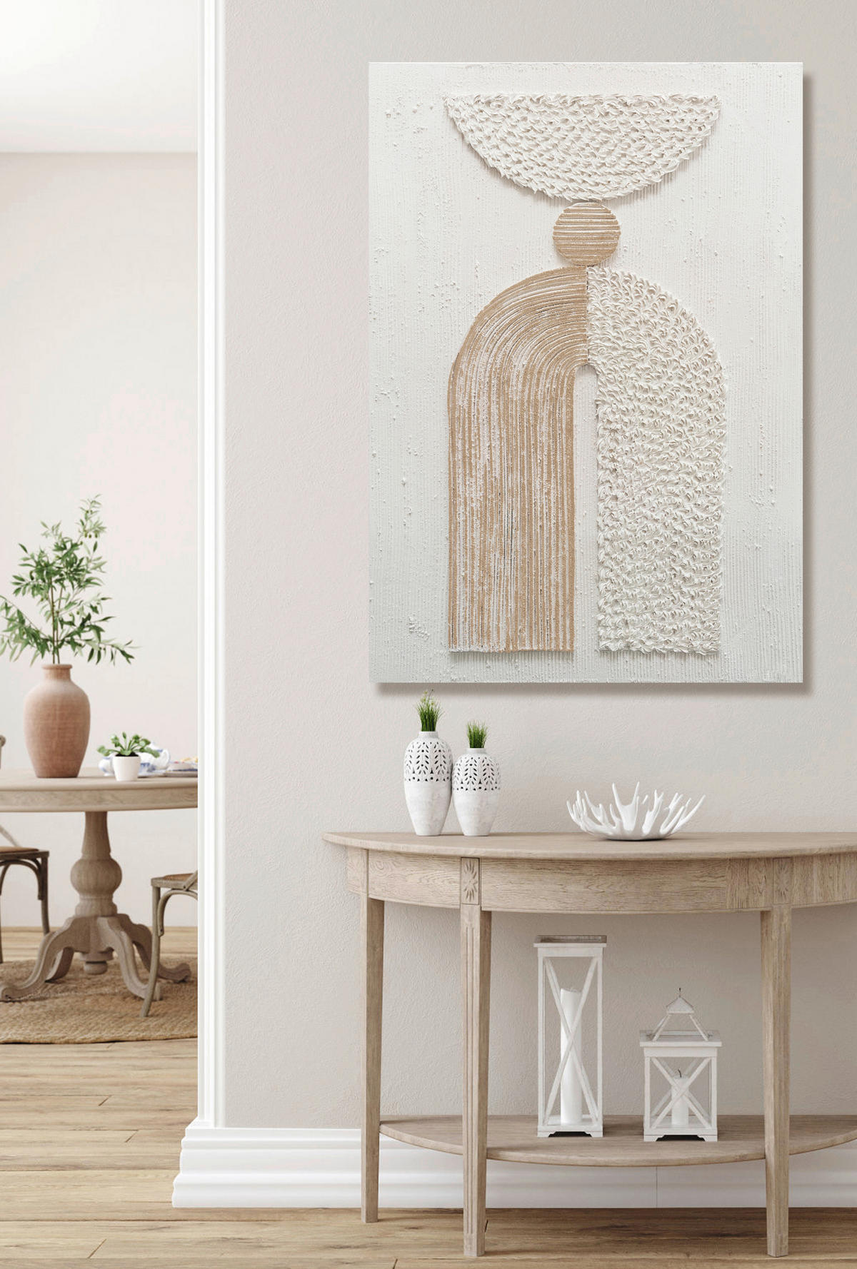 ÖLGEMÄLDE Abstraktes Braun, Weiß 70/100 cm  - Braun/Weiß, Trend, Holz/Kunststoff (70/100cm) - Monee