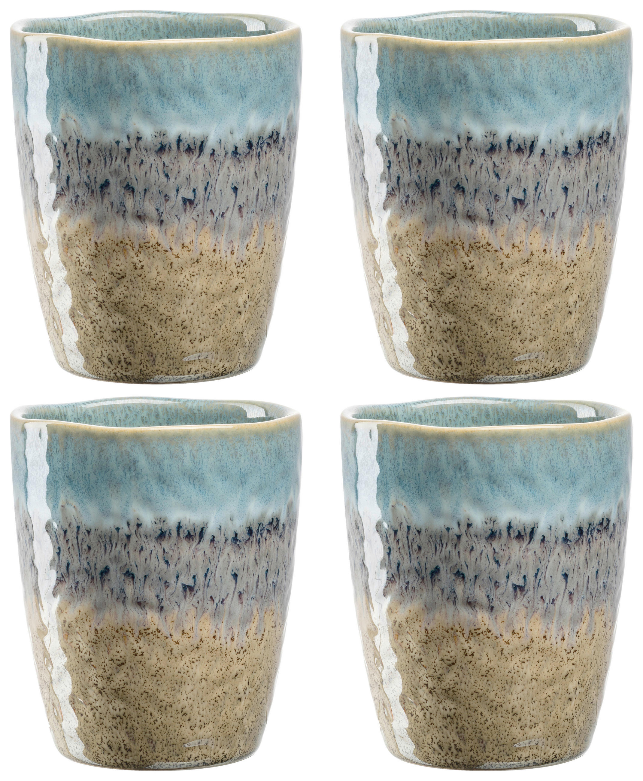 TASSENSET 4-teilig  - Blau/Anthrazit, Design, Keramik (8,2/10/8,2cm) - Leonardo