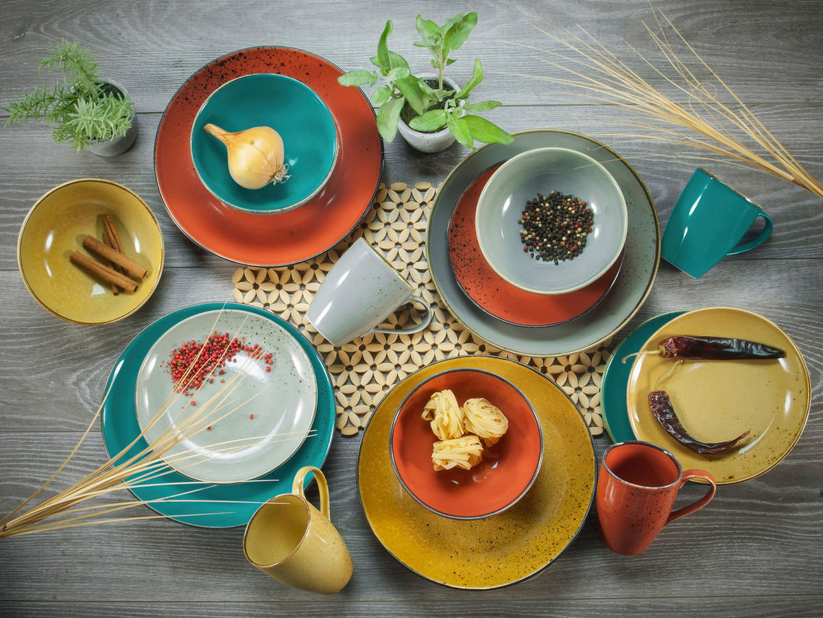 SPEISETELLERSET 6-teilig  - Currygelb, Trend, Keramik (27cm) - Creatable