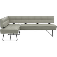 ECKBANK 165/207 cm Echtleder Hellgrau   - Hellgrau/Schwarz, Design, Leder/Metall (165/207cm) - Moderano