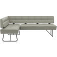 ECKBANK 165/227 cm  in Hellgrau  - Hellgrau/Schwarz, Design, Leder/Metall (165/227cm) - Moderano