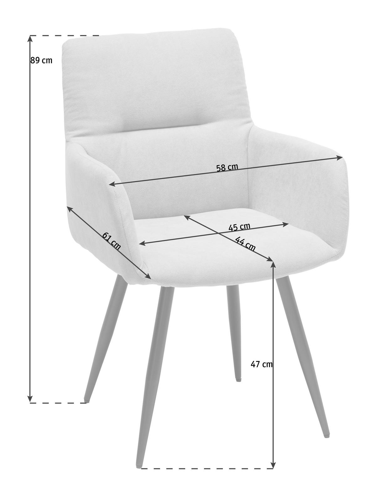 STOLIČKA S PODRÚČKAMI, tkaná textília, antracitová, svetlosivá - svetlosivá/antracitová, Konventionell, kov/textil (57/88/62cm) - Hom`in