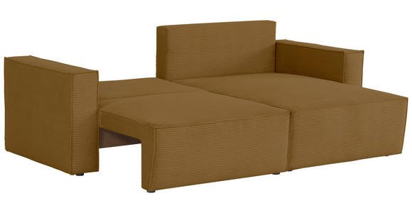 ECKSOFA Currygelb Feincord - Currygelb/Schwarz, KONVENTIONELL, Kunststoff/Textil (242/151cm) - Carryhome