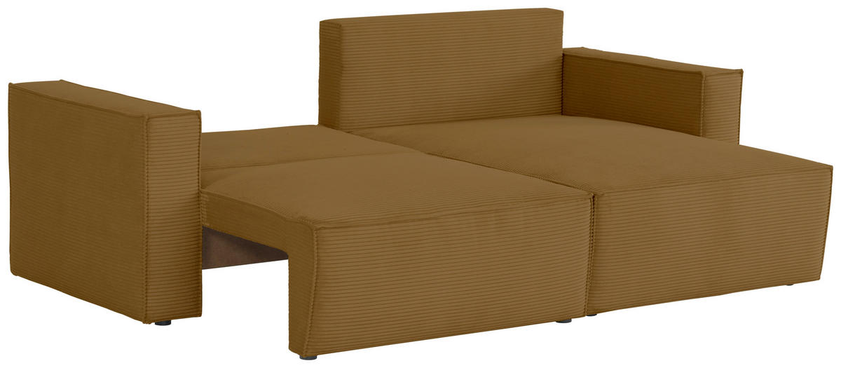 ECKSOFA Currygelb Feincord  - Currygelb/Schwarz, KONVENTIONELL, Kunststoff/Textil (242/151cm) - Carryhome