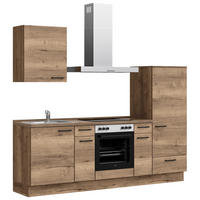 KÜCHENBLOCK Structura 240 cm  in Eiche dunkel  - Eiche dunkel/Eichefarben, MODERN, Holzwerkstoff/Metall (240cm) - Nobilia