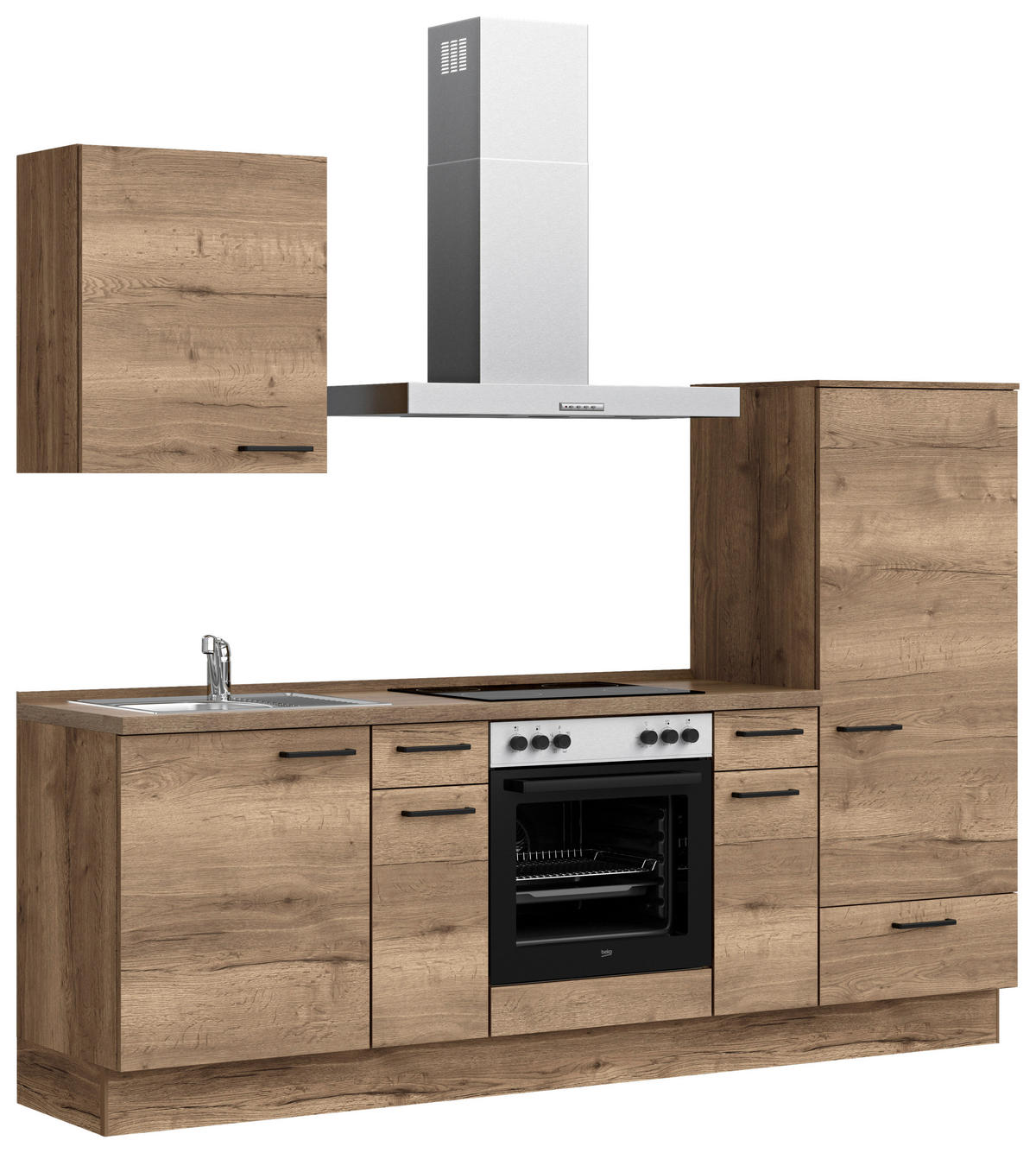 KÜCHENBLOCK Structura 240 cm  in Eiche dunkel  - Eiche dunkel/Eichefarben, MODERN, Holzwerkstoff/Metall (240cm) - Nobilia