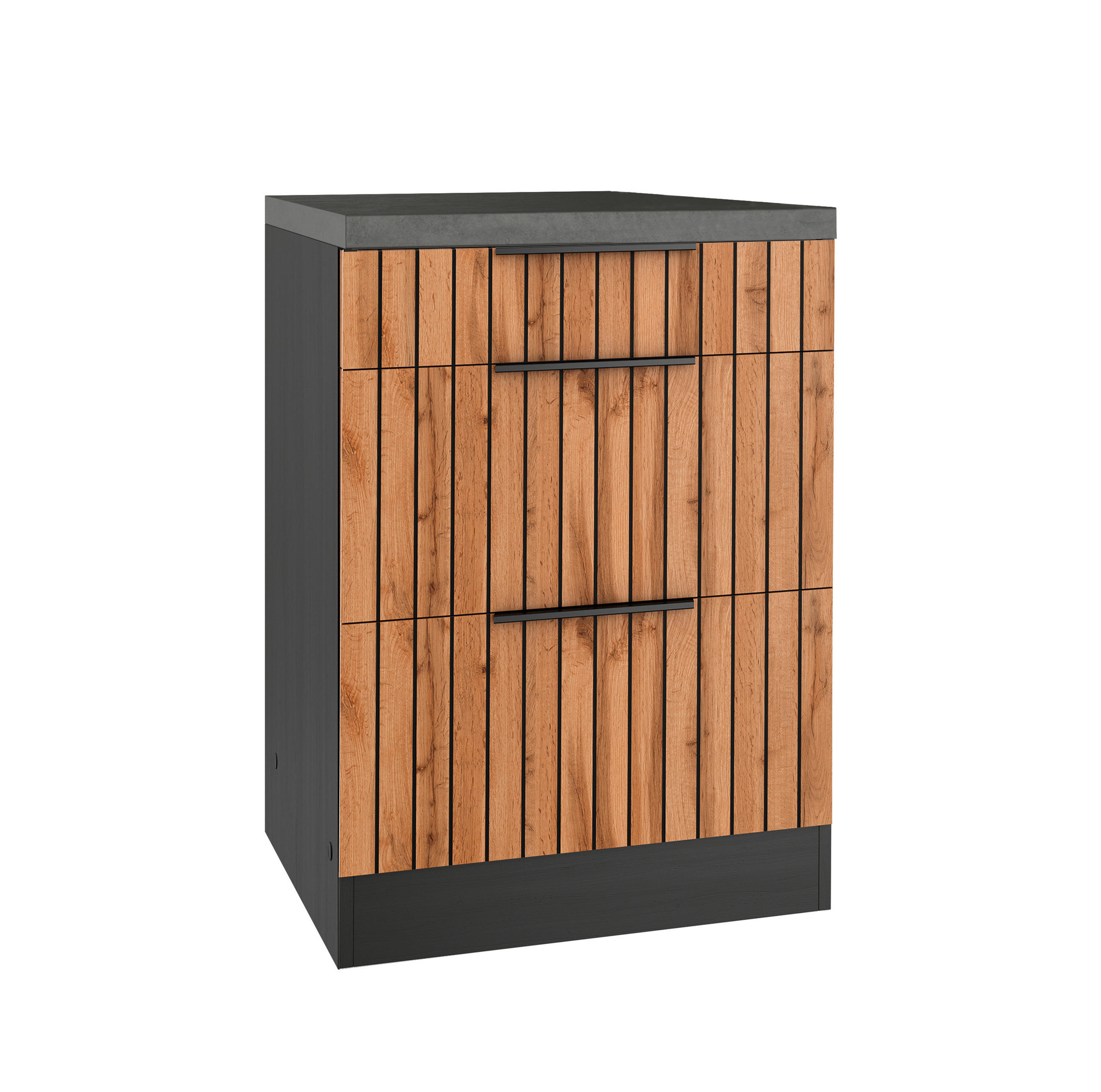 SCHUBKASTENUNTERSCHRANK 60/86/60 cm  in Graphitfarben, Eiche Wotan  - Schieferfarben/Eiche Wotan, Basics, Holzwerkstoff/Metall (60/86/60cm) - Held