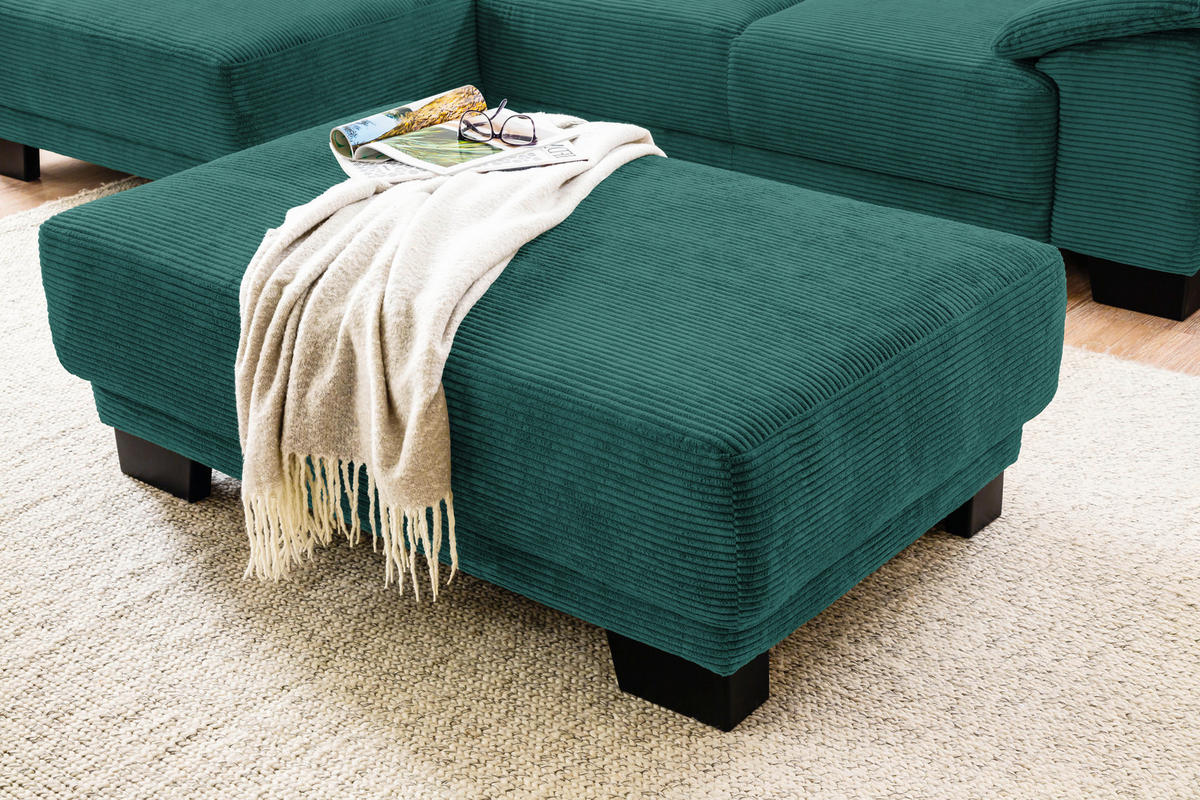 ECKSOFA in Cord Waldgrün  - Waldgrün/Schwarz, Design, Holz/Textil (174/270cm) - Pure Home Lifestyle