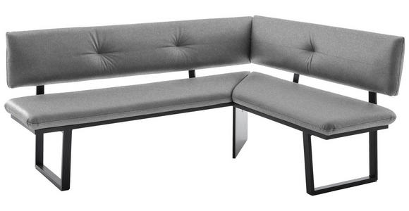 ECKBANK 180/140 cm in Schwarz, Hellgrau - Hellgrau/Schwarz, MODERN, Textil/Metall (180/140cm) - Cantus