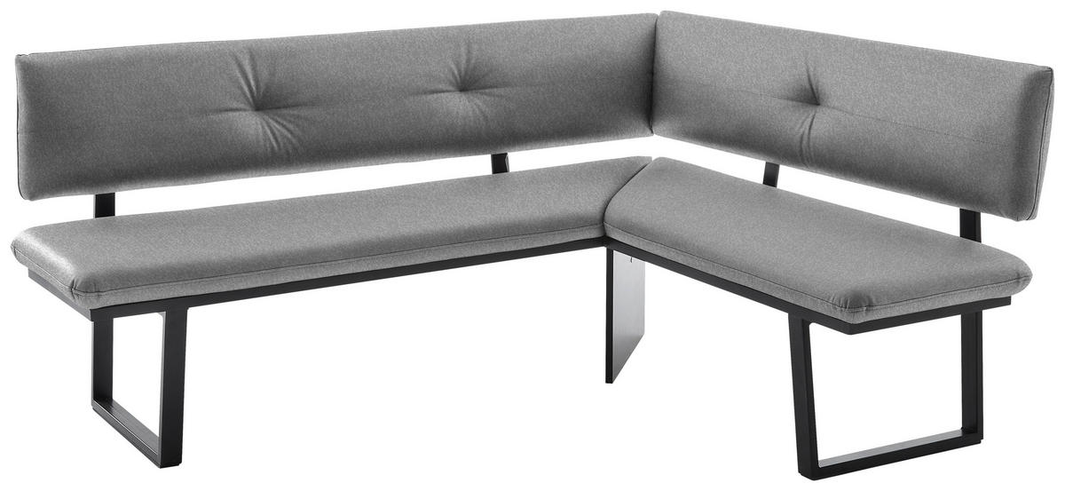 ECKBANK 190/150 cm  in Schwarz, Hellgrau  - Hellgrau/Schwarz, MODERN, Textil/Metall (190/150cm) - Cantus
