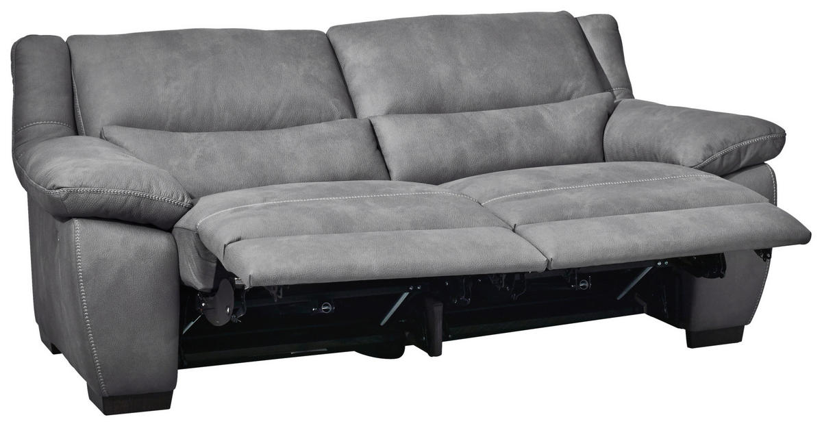 2,5-SITZER mit elektr.Funktion in Grau  - Wengefarben/Weiss, Konventionell, Holz/Textil (210/96/99cm) - Livetastic
