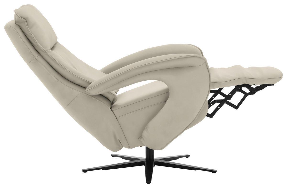 RELAXSESSEL in Leder Ecru  - Ecru/Schwarz, Design, Leder/Metall (77/110/87cm) - Valdera