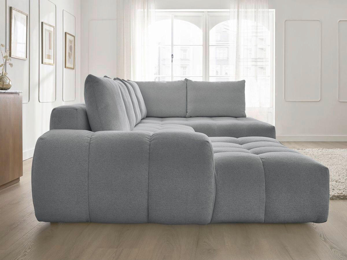 ECKSCHLAFSOFA EVEREST  mit Rücken echt, Armteil links, Armteil rechts Flachgewebe Dunkelgrau  - Dunkelgrau/Schwarz, MODERN, Kunststoff/Textil (198/423/212cm)