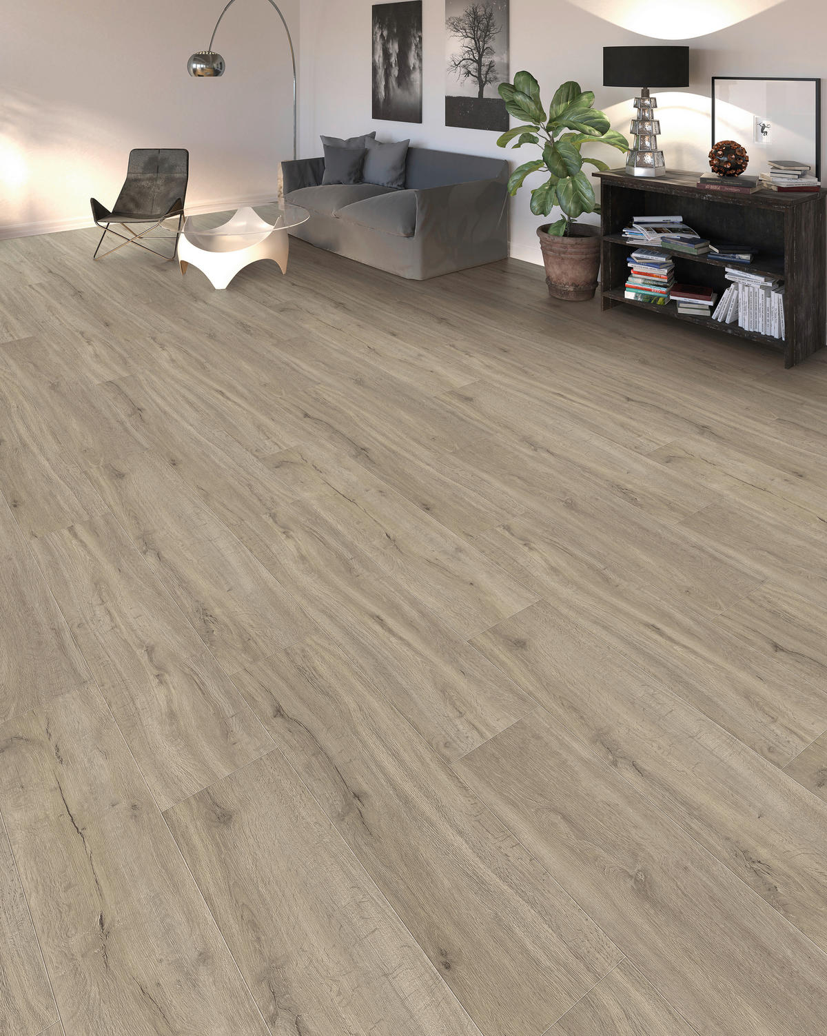 DESIGNBODEN  per  m² - Graubraun/Grau, Design, Holzwerkstoff (128.2/23.5/0.65cm) - Living by HARO