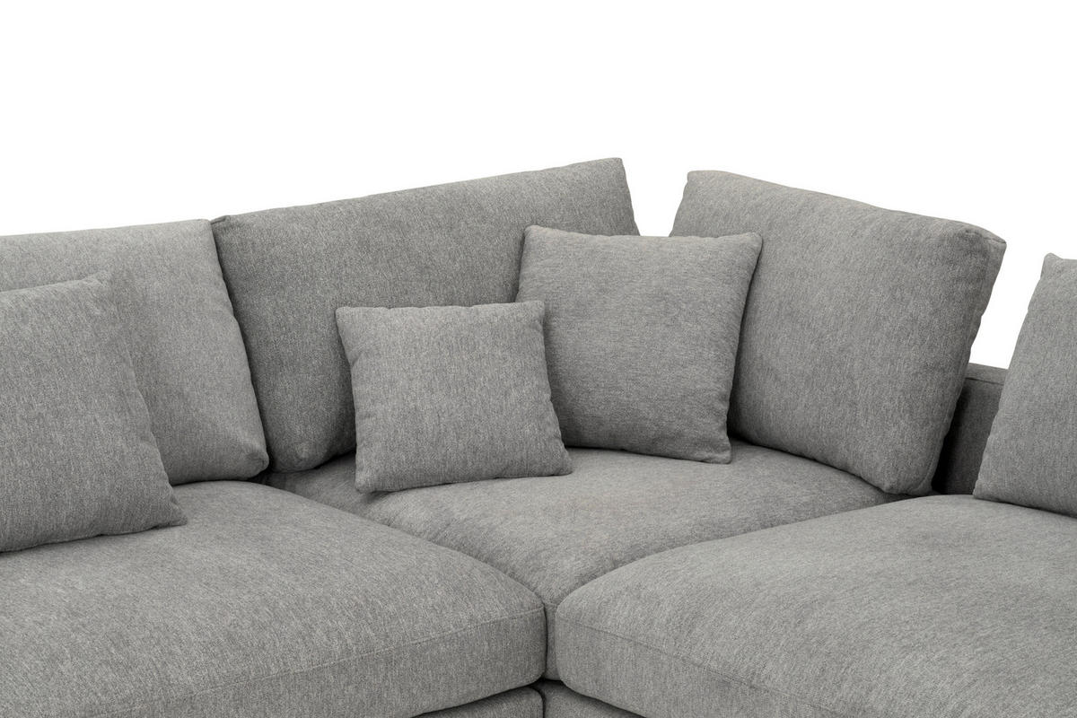 ECKSOFA Grau Webstoff  - Schwarz/Grau, Design, Textil/Metall (323/212cm) - Livetastic