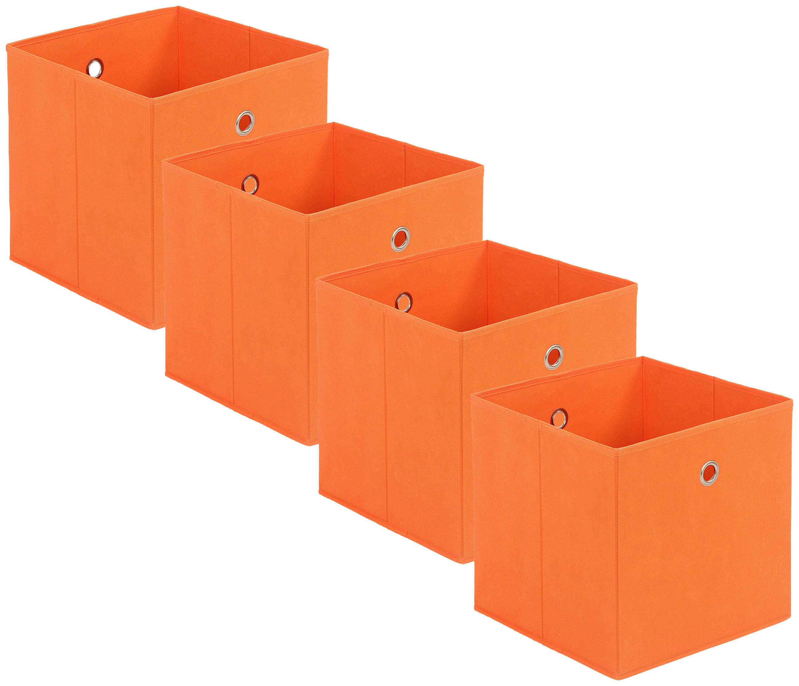 FALTBOX 4er Set - Silberfarben/Orange, Design, Karton/Textil (32/32/32cm) - Carryhome