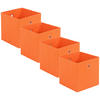 FALTBOX 4er Set - Silberfarben/Orange, Design, Karton/Textil (32/32/32cm) - Carryhome