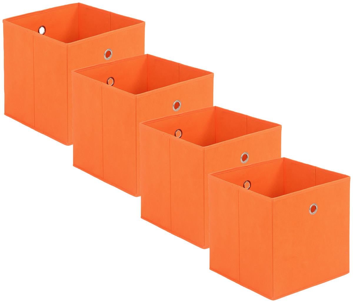 FALTBOX 4er Set - Silberfarben/Orange, Design, Karton/Textil (32/32/32cm) - Carryhome