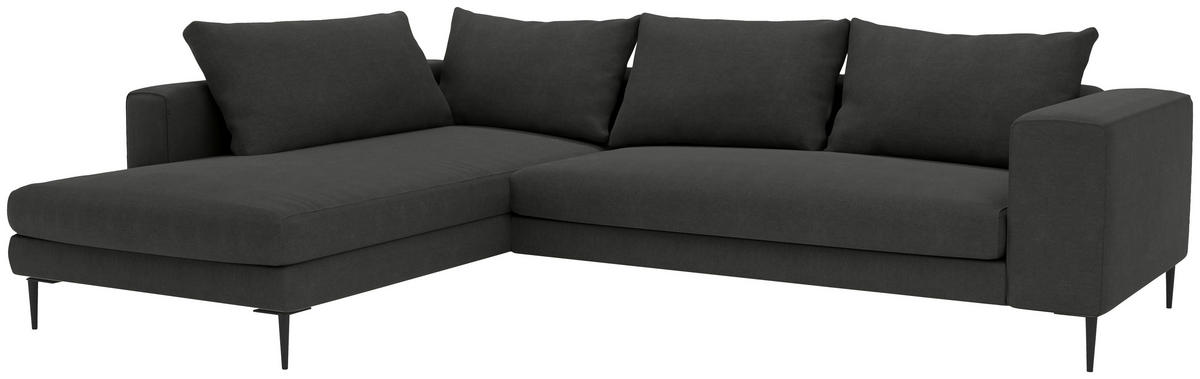 ECKSOFA in Struktur Graphitfarben  - Schwarz/Graphitfarben, Modern, Textil/Metall (210/295cm) - Trendmanufaktur