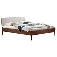 BETT 160/200 cm  in Nussbaumfarben, Hellgrau  - Nussbaumfarben/Hellgrau, KONVENTIONELL, Holz/Textil (160/200cm) - Hasena