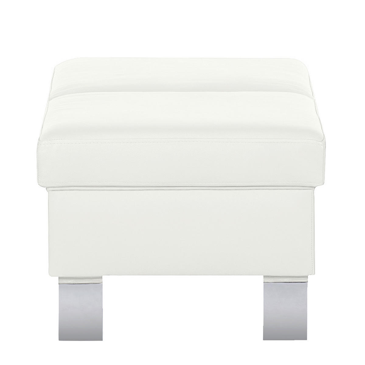 HOCKER in Leder Weiß  - Chromfarben/Weiß, Design, Leder/Metall (91/44/57cm) - Livetastic