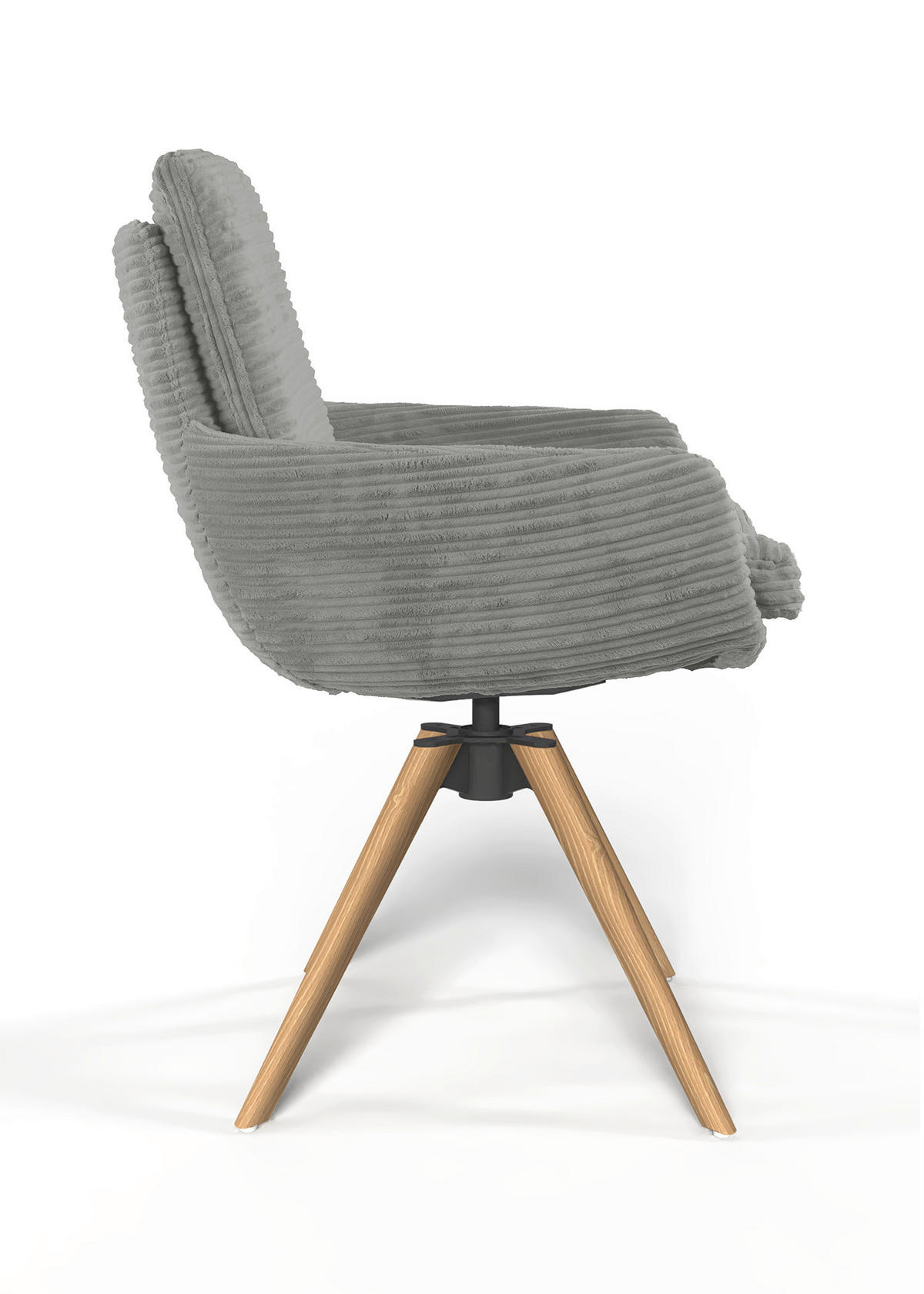 ARMLEHNSTUHL  Beinauswahl, Sitzfläche 360° drehbar, Stoff-/Lederauswahl gerippt  Grau  - Eichefarben/Grau, Design, Holz/Textil (60/91/62cm) - Valdera