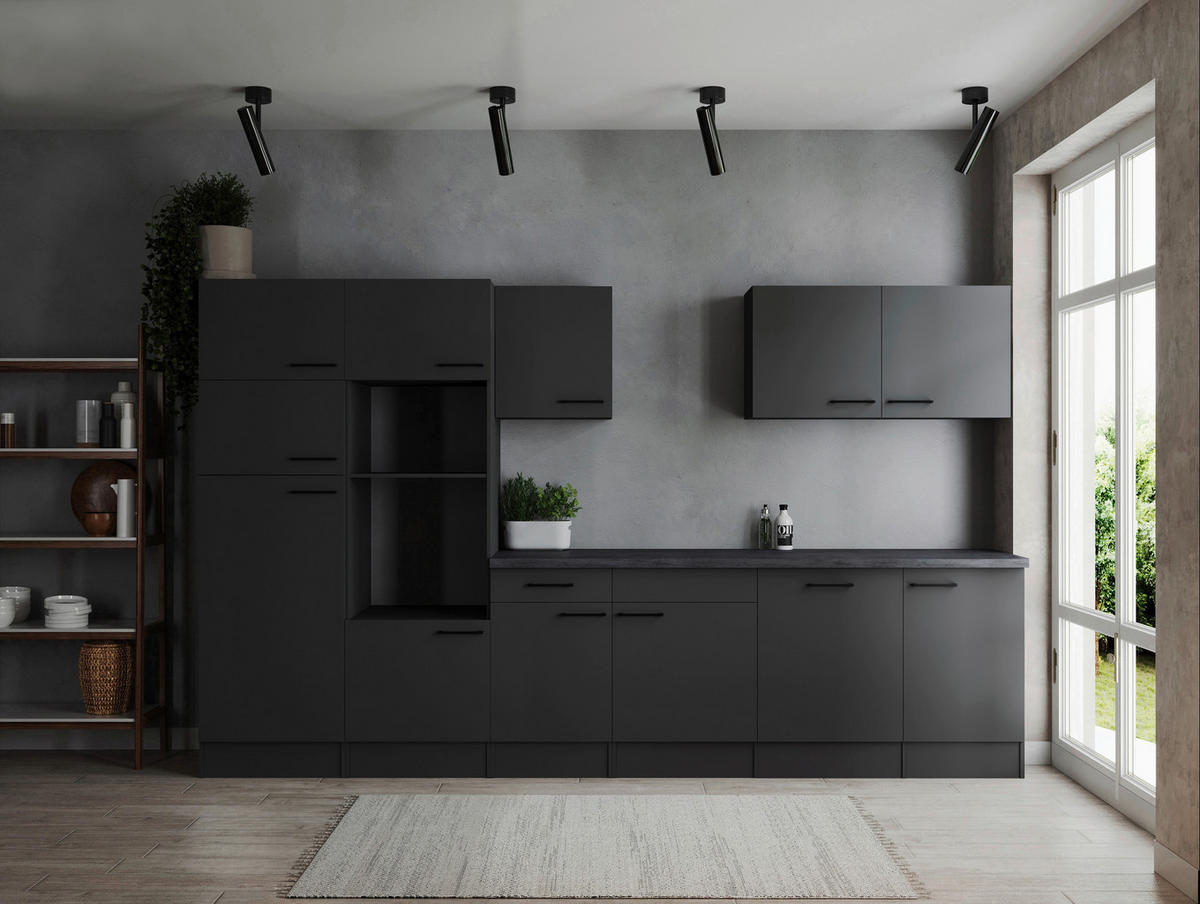 MODULKÖK UTAN VITVAROR 340 cm   i mörkgrå  - mörkgrå/svart, Design, metall/trämaterial (340cm) - Respekta
