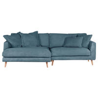 ECKSOFA in Cord Petrol  140/270 cm  - Petrol/Naturfarben, ROMANTIK / LANDHAUS, Holz/Textil (140/270cm) - Landscape