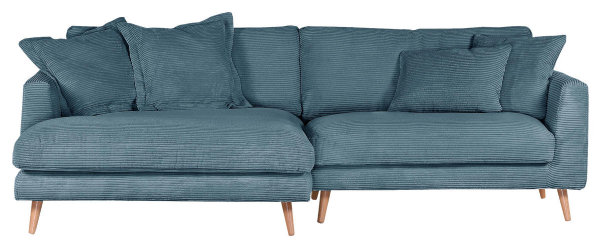 ECKSOFA in Cord Petrol  140/270 cm  - Petrol/Naturfarben, ROMANTIK / LANDHAUS, Holz/Textil (140/270cm) - Landscape