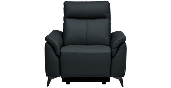 SESSEL in Echtleder Dunkelblau  - Schwarz/Dunkelblau, Design, Leder/Metall (105/107/98cm) - Belluti