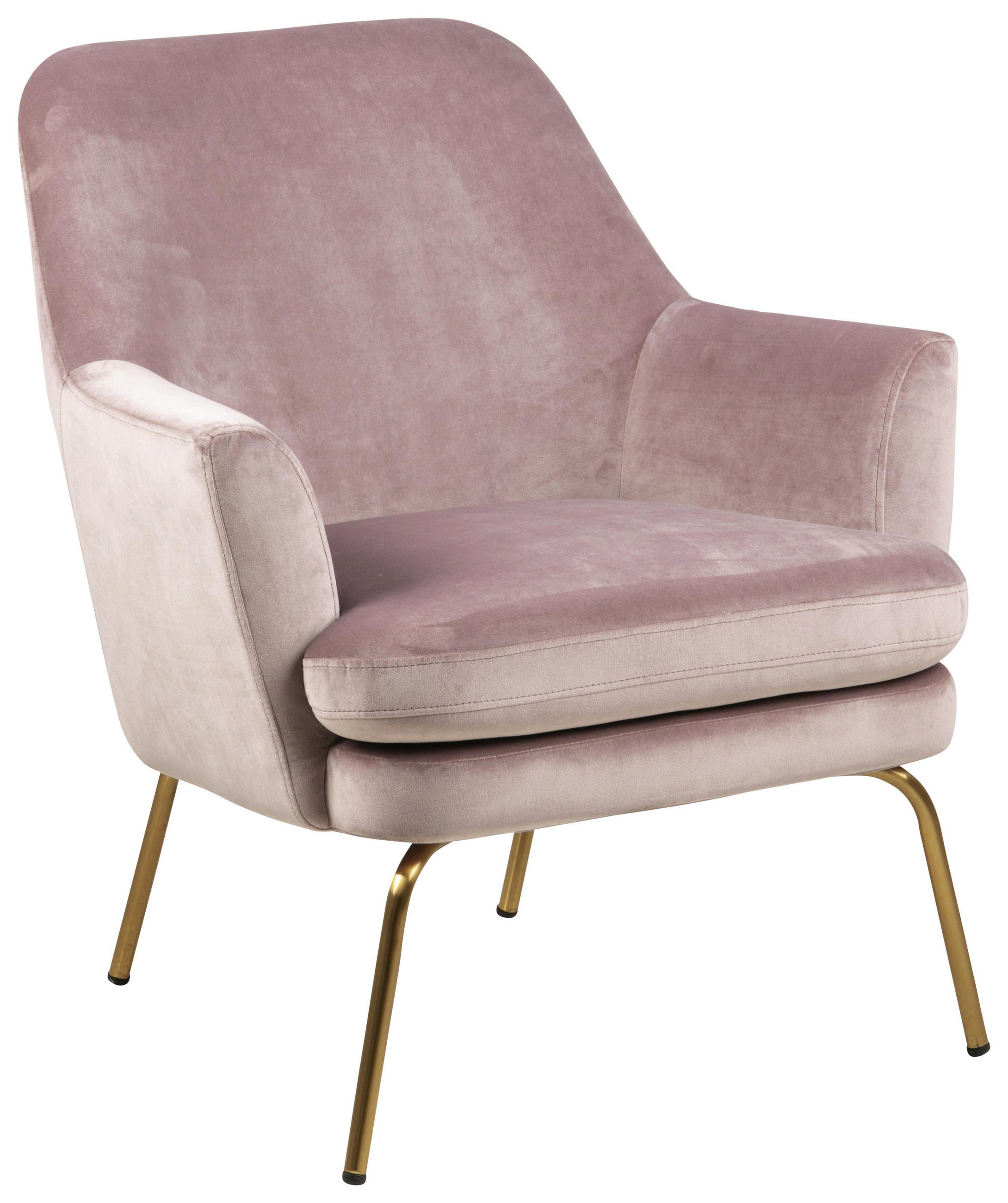 Sessel in Metall, Textil Rosa, Messingfarben