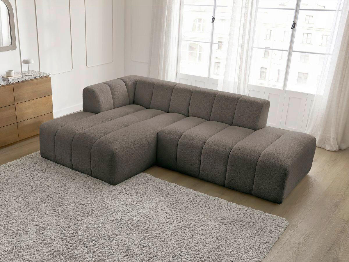 ECKSOFA  ANNECY Taupe Bouclé  - Taupe/Schwarz, MODERN, Kunststoff/Textil (170/262cm)