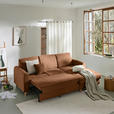 ECKSOFA Terracotta Flachgewebe  inkl. Bettkasten, Schlaffunktion, Rücken echt, Kopfstütze, Liegefläche im Originalstoff  - Buchefarben/Terracotta, KONVENTIONELL, Holz/Textil (241/166cm) - Carryhome