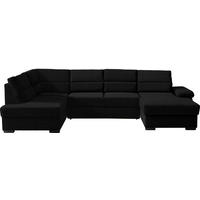 WOHNLANDSCHAFT in Flachgewebe Schwarz  - Dunkelbraun/Schwarz, KONVENTIONELL, Kunststoff/Textil (183/319/166cm) - Cantus