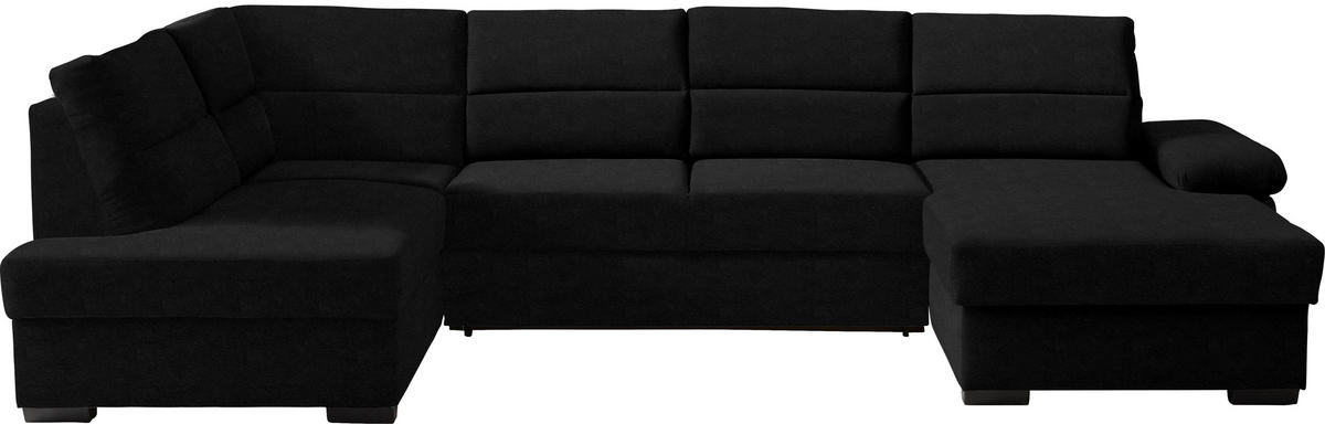 WOHNLANDSCHAFT in Flachgewebe Schwarz  - Dunkelbraun/Schwarz, KONVENTIONELL, Kunststoff/Textil (183/319/166cm) - Cantus