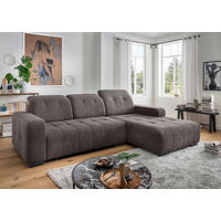 ECKSOFA VICARI in Mikrofaser Braun  292/185 cm  - Schwarz/Braun, MODERN, Textil/Metall (292/185cm) - Livetastic