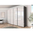 SCHWEBETÜRENSCHRANK 316/223/68 cm 4-türig Graphitfarben, Weiß  - Chromfarben/Graphitfarben, Design, Glas/Holzwerkstoff (316/223/68cm) - Novel