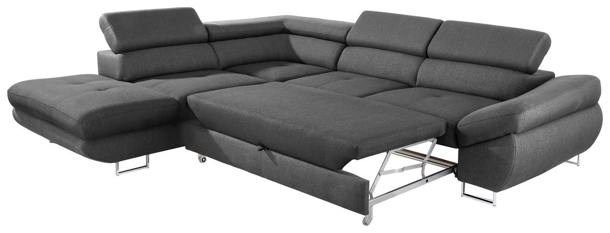 ECKSOFA in Webstoff Dunkelgrau  - Dunkelgrau, Design, Textil/Metall (235/280cm) - Hom`in
