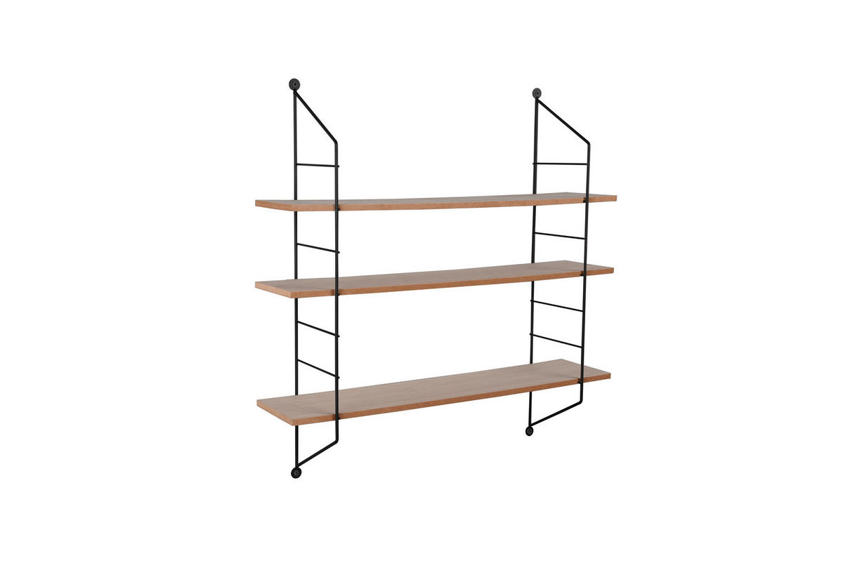 WANDREGAL  - Schwarz/Naturfarben, Trend, Holz/Metall (62/60/14,5cm) - Boxxx