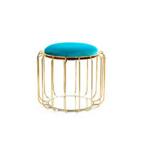BEISTELLTISCH HOCKER 2 in 1 Türkis, Goldfarben  - Türkis/Goldfarben, Basics, Glas/Holzwerkstoff (50/45/50cm) - Kayoom