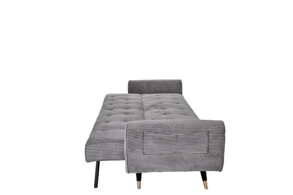 SCHLAFSOFA Cord Grau  - Goldfarben/Schwarz, MODERN, Holz/Textil (213/83/83cm) - Livetastic