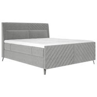 BOXSPRINGBETT 180/200 cm  in Hellgrau  - Hellgrau/Schwarz, Design, Textil/Metall (180/200cm) - Esposa