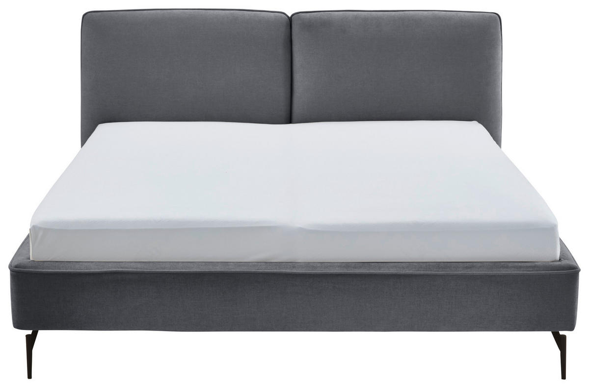 POLSTERBETT 200/200 cm  in Grau  - Schwarz/Grau, MODERN, Textil/Metall (200/200cm) - Livetastic