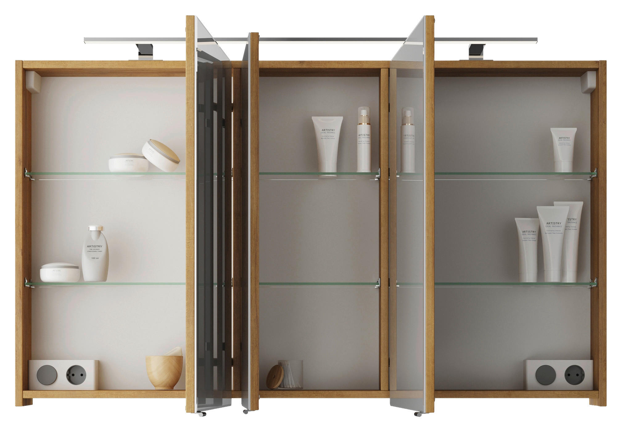 SPIEGELSCHRANK 120/70,3/14,5 cm  - Chromfarben/Eichefarben, KONVENTIONELL, Glas/Holzwerkstoff (120/70,3/14,5cm) - Pelipal