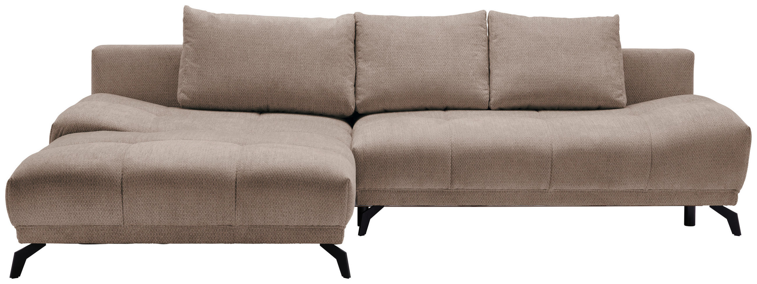 ECKSOFA Hellbraun Chenille  - Hellbraun/Schwarz, MODERN, Textil/Metall (182/290cm) - Hom`in