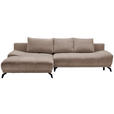 ECKSOFA in Chenille Hellbraun  - Hellbraun/Schwarz, MODERN, Textil/Metall (182/290cm) - Hom`in